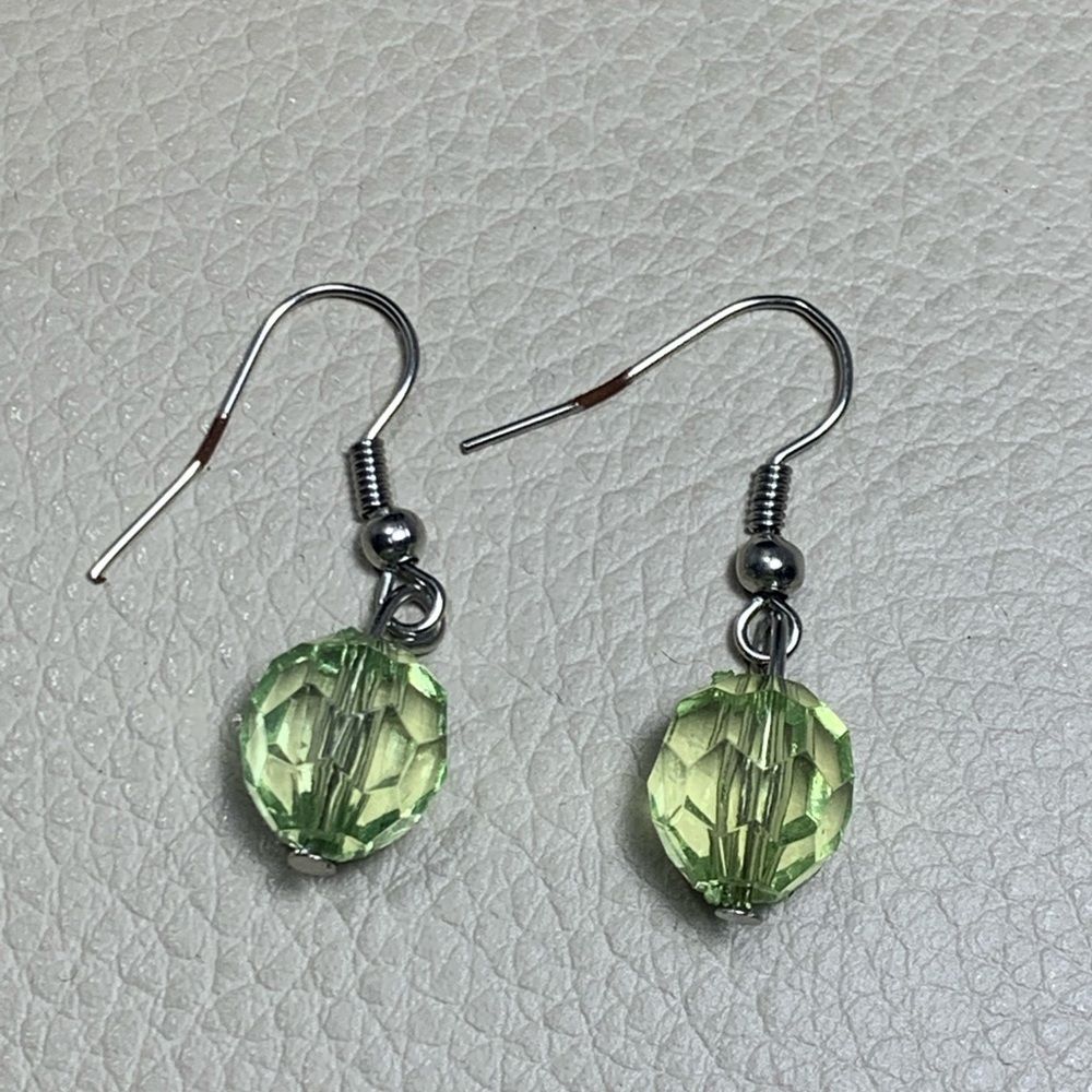 Chartreuse Green Bead Earrings - Picture 2 of 2